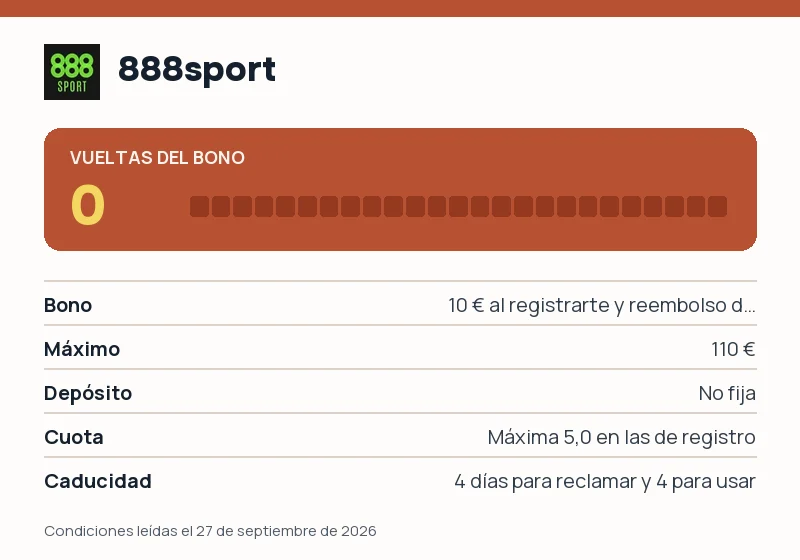 Bono de 888sport: rollover, cuota mínima y caducidad