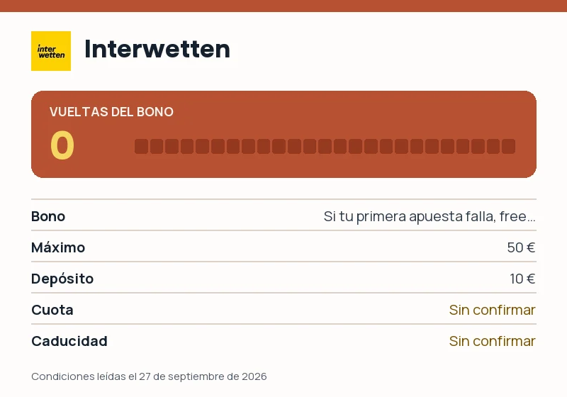 Bono de Interwetten: rollover, cuota mínima y caducidad